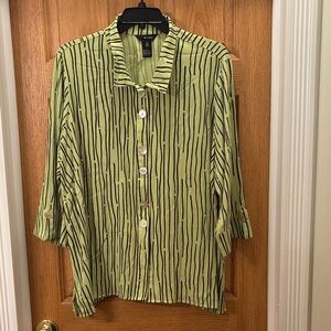 Ali Miles - Olive and Black Striped Top